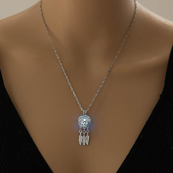 Ontto pyydysti luminesoivat kaulakorut naisille hohtavat pyydysti riipus sment choker fash korut（sininen）