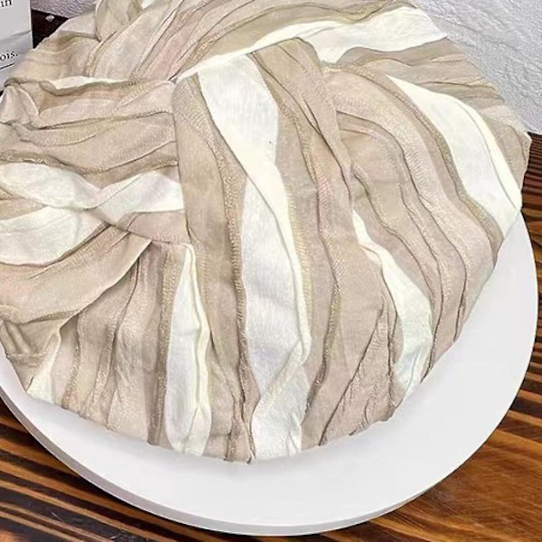 Baskerhatt Chiffon Plisserad Basker Mössor för Kvinnor Randig Målare Hatt Två Färg Blandad Åttahörnig Hatt Lätt Stickad Basker（En Storlek，Svart）