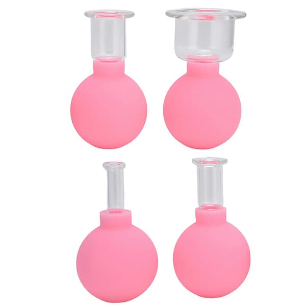Silikone Koppingterapi Sæt - 4 Stk. Massage Vakuum Kopper Kit til Ansigt, Ben, Arm, Ryg, Skulder (Pink)