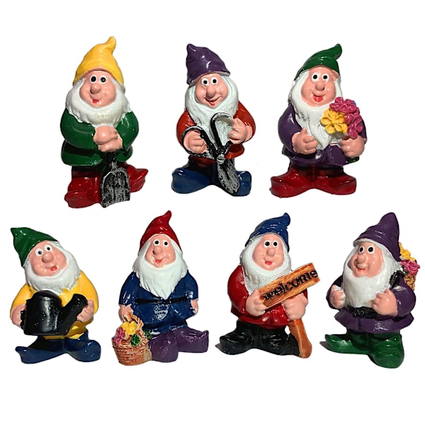 Fairy Tale Garden Mini Gnomes - Fun And Adorable 7 Piece Gnomes Statues Kit For Yard Yard