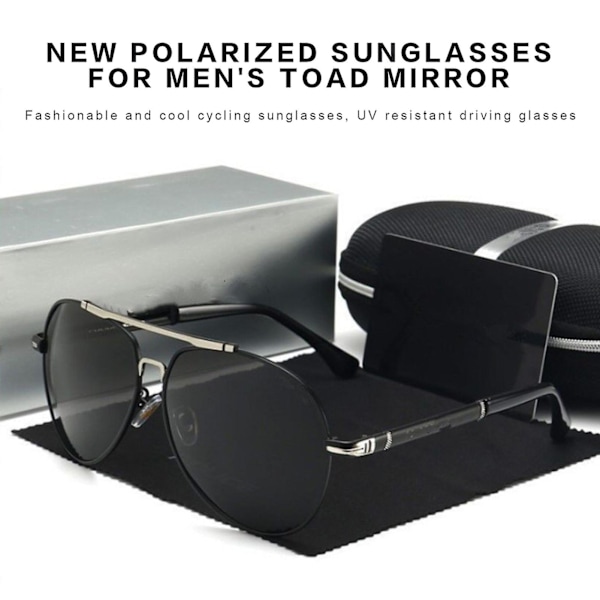 Polariserede Aviator Solbriller til Mænd Uv400 Beskyttelse Spejlede Linser Metalramme Til Kørsel Cykling Camping Fiskeri（Rød Ramme）