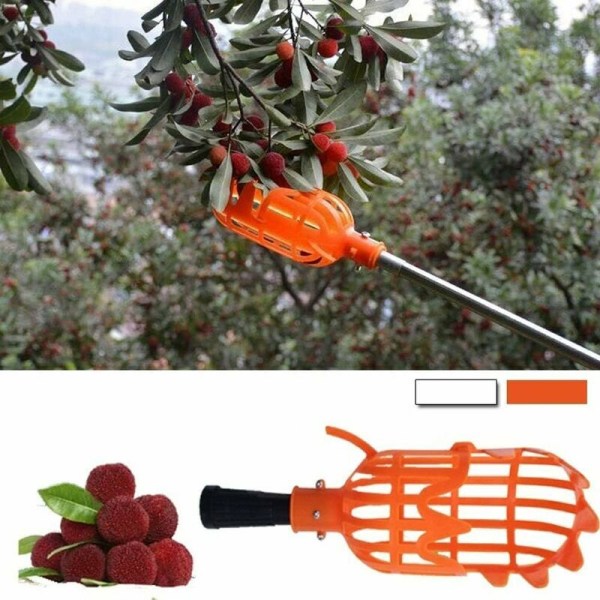 Muovinen hedelmäkorin pää Työnsäästötyökalu Kerää hedelmiä sadonkorjuuta varten (oranssi)