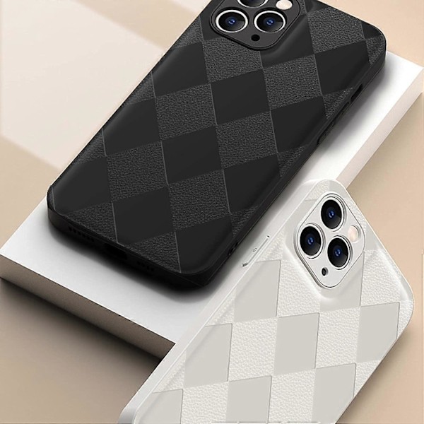 Kompatibel med iPhone 12 Pro Max Skal för Man Pojke Lyxig 3D Romb Mjuk TPU Läder Telefonfodral för iPhone 12 Pro Max 6.7 Tum Stötsäker Lins