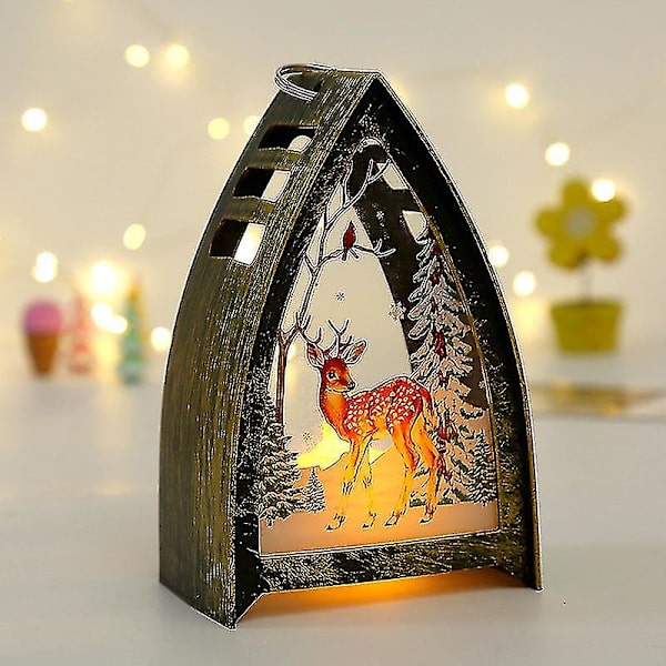 Julelys, bærbare vindlamper, lysestaker, små nattlys, dekorative ornamenter (juleelg)