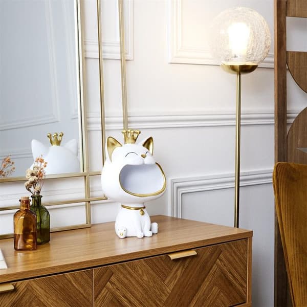 Staty - HOME DECO FACTORY - Prydnadsfat - Elegant - Vit och Guld