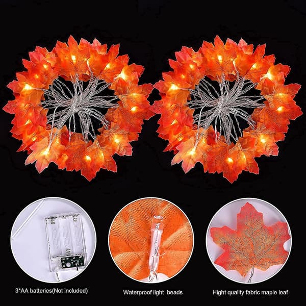 Höstljus Höstdekor Höstdekorationer för hem Totalt 19,6 fot 60 LED [2-pack]