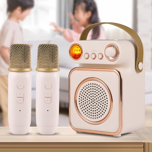 Intelligent Bluetooth-højttaler trådløs mikrofon (gratis størrelse, beige)