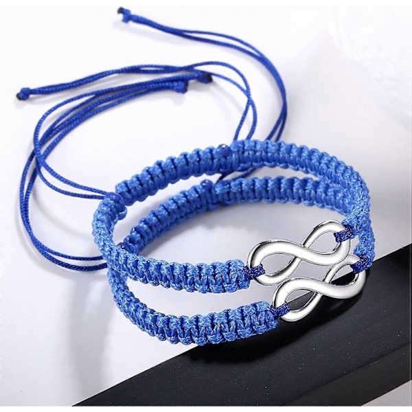 2-pack/set Stål 8 Oändlighet Par Armband Flätad Läderrep Armband Justerbar Kedja Passar 7-9 Tum för Kärlek Vänskap 2-pack Dar