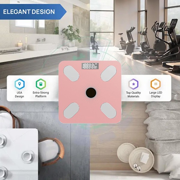 Cale -kehon painon ja rasvaprosentin mittaukseen - ei paristonvaihtoa - aurinkovoimalla toimiva digitaalinen älykäs kylpyhuonevaaka - Bluetooth-yhteydellä varustettu kehonkoostumuksen monitori sovelluksella