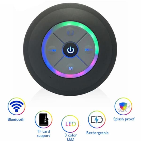 Bluetooth-högtalare Bluetooth Vattentät Trådlös Högtalare LED Handsfree-samtal Bluetooth-kompatibel Högtalare med Sugpropp