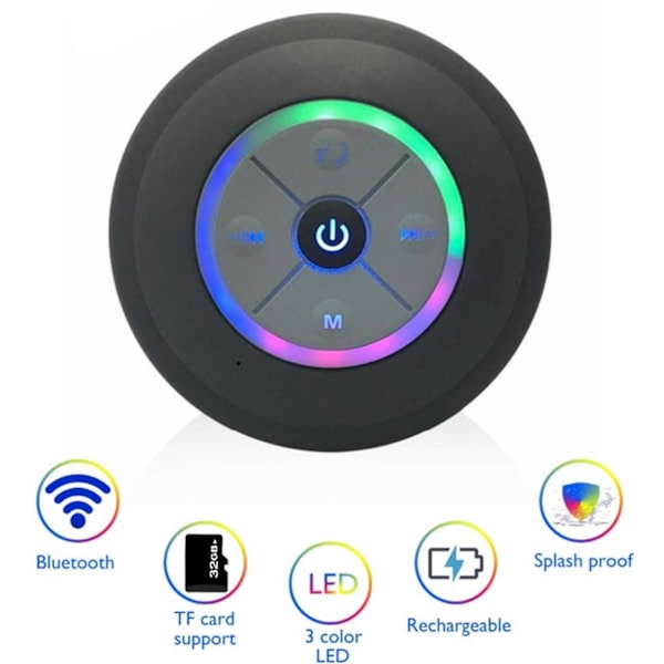 Bluetooth-høyttalere Bluetooth Vanntett Trådløs Høyttaler Led Håndfri Samtale Bluetooth-kompatibel Høyttaler Med Sucker
