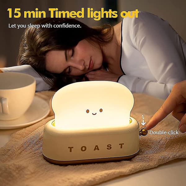 Led Dimbar Brødlys, Oppladbar Skrivebordsdekorlampe (Gul)