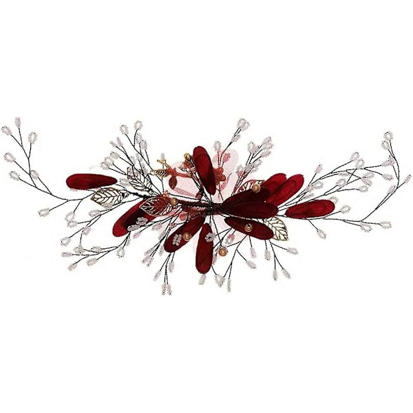 Röda blommor handgjorda hårnålar smycken pärla pärlbröllop hårnålar tiaror huvudbonad kvinnor bröllopshår accessoarer,WZ-1561R