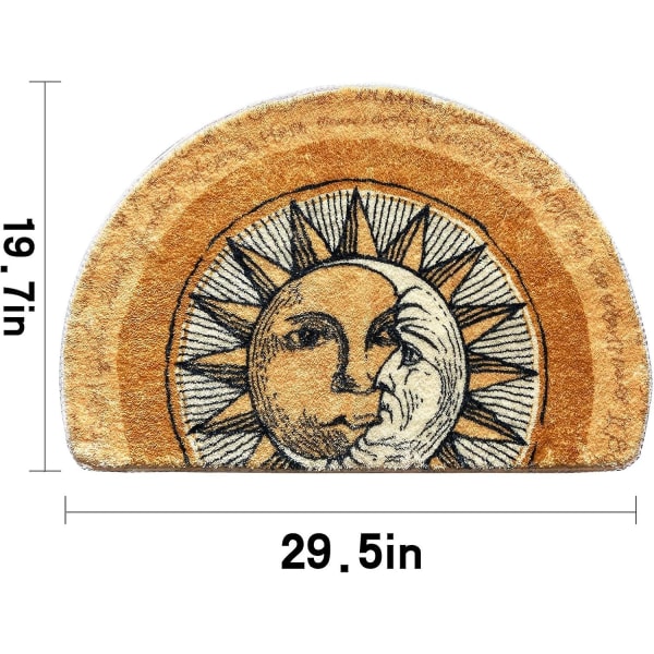 Halvcirkelformad badrumsgolvmatta Tarotkort sol och måne matta halkfri välkomstmatta sug 40*60cm