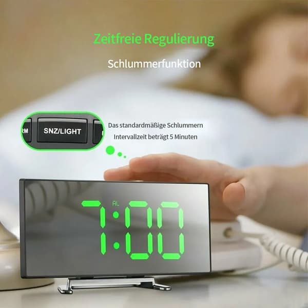 Väckarklocka snooze-funktion, LED-display, temperaturväckarklocka, vit