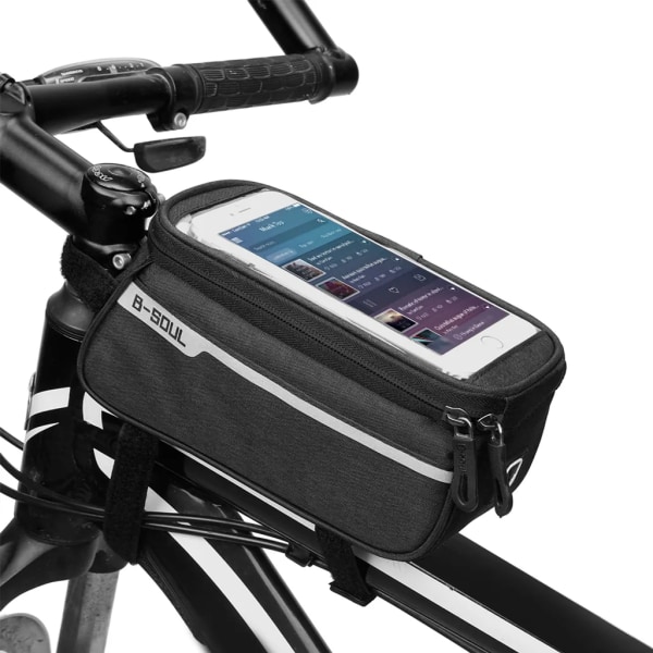 MTB Bike Top Tube Case för 6-tums skärmstorlek Cykelfrontväska med hörlursuttag