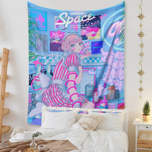 Wekity Anime Gobelin Æstetisk Kunst Hjem Baggrund Stof Dekoration Gave Boho Gobelin til Stue Soveværelse Dekoration (614-11, 29 x 38 tommer)
