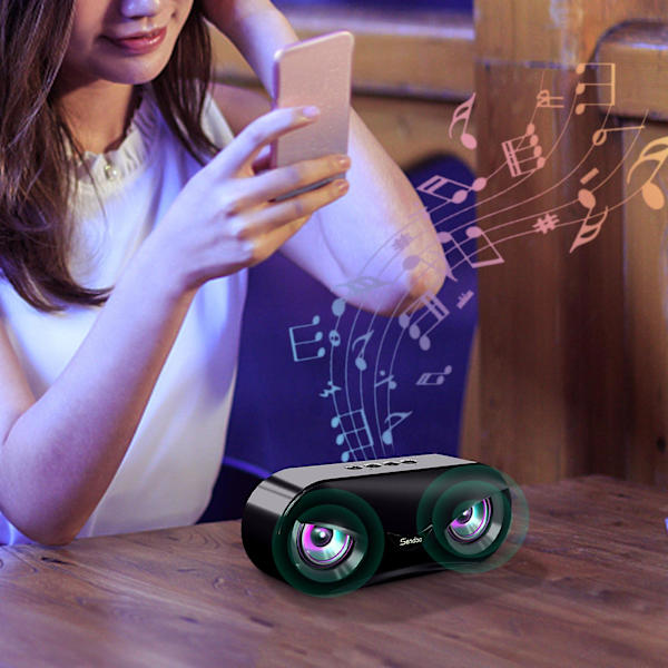 M6Led syvfarvet lys trådløs Bluetooth-højttaler dobbelt højttaler subwoofer høj lydstyrke desktop-kortlyd