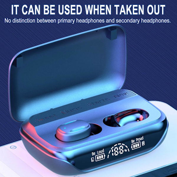 Bluetooth-headset - In-ear stereo med LED-digitaldisplay - Fashionabelt musik-Bluetooth-headset