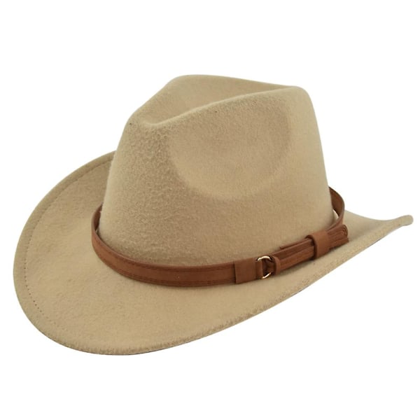 Klassisk Cowboyhatt Retro Jazzhatt Nationell Stil Ull Topphatt Mässing Filt Hatt Retro Imitation Fårhatt Cowboyhatt