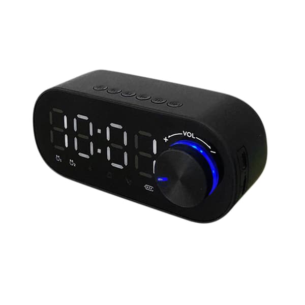 Vekkerklokke, Bluetooth-høyttaler, bærbar knottkort, nattlys, subwoofer, datalydsystem (blå)