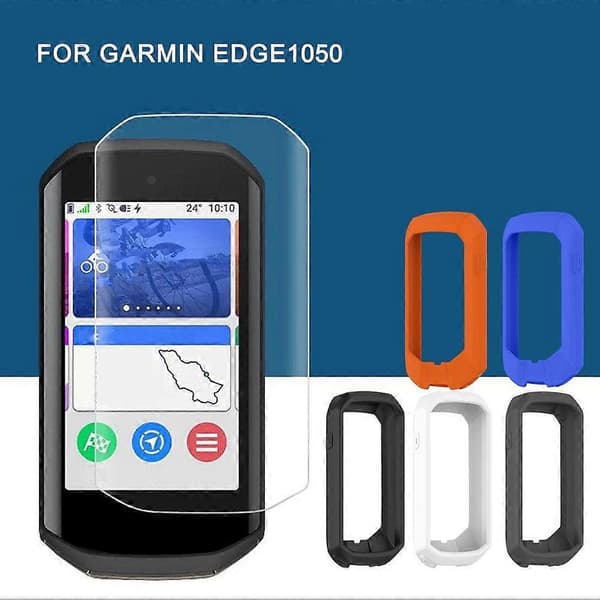 Silikonskyddsfodral & skyddsfilm för Garmin Edge 1050, fallskydd White