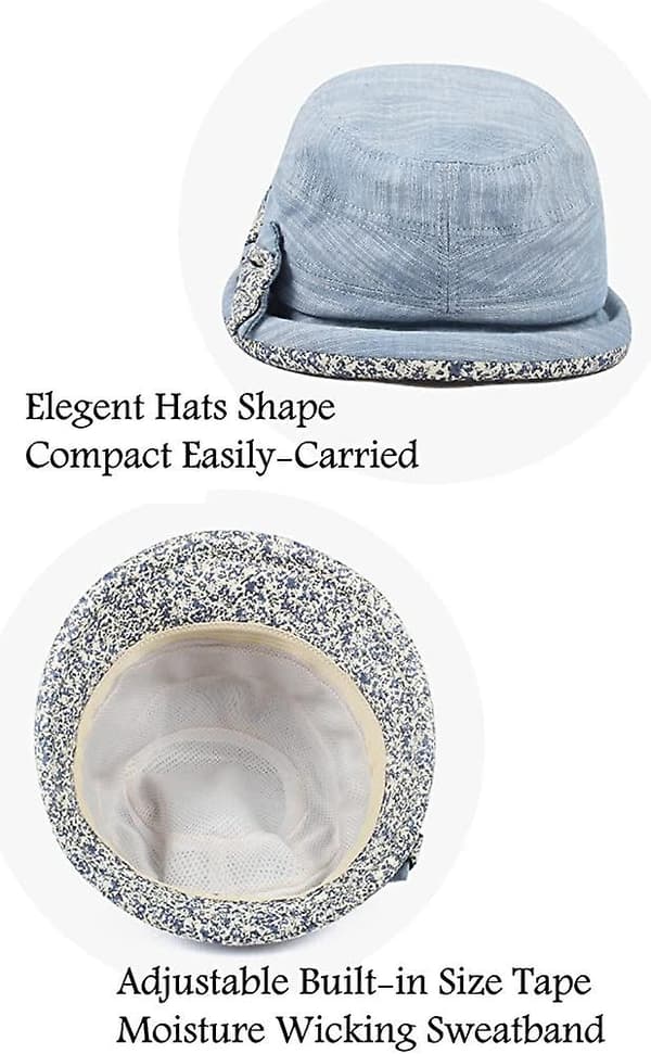 Dam Vikbar Blommig Bucket Hat Rullad Brätte Med Rosett