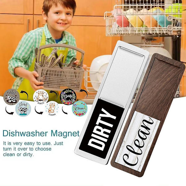 Diskmedelskylt Clean Dirty Sign som visar om disken är ren eller smutsig (silver)