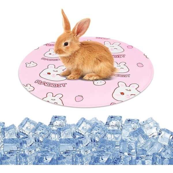 Rund kyldyna för husdjur (rosa kanin), isdyna för husdjur, automatisk kylande gel, rund kyldyna för sommaren