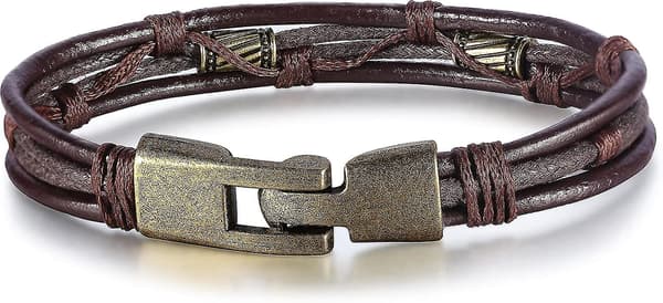 Herre Vintage Læder Armbånd Brun Reb Armbånd Bangle