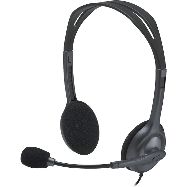 H111 Hörlurar med kabel, stereohörlurar med brusreducerande mikrofon, 3,5 mm ljuduttag, PC/Mac/laptop/smartphone/surfplatta - svart
