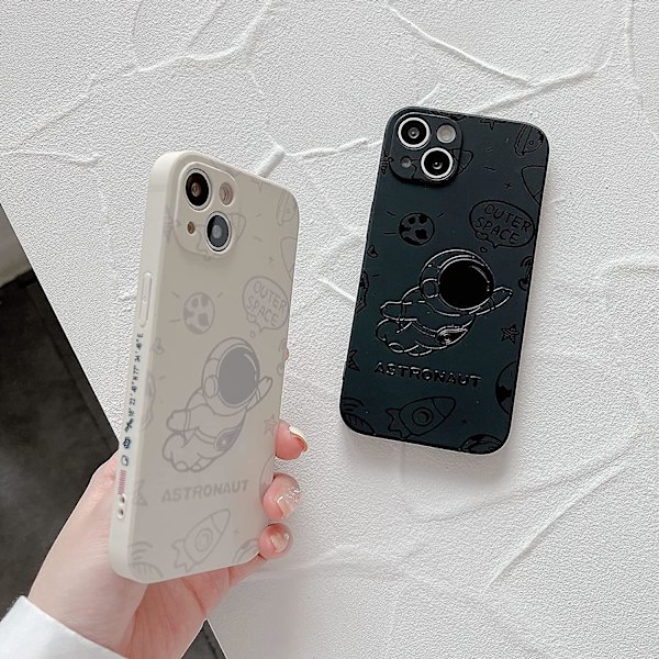 Sött skal till iPhone 13, Cool tecknad astronaut raket måne rymddesign Snygg mjuk TPU stötdämpande halkfri skyddande trendigt skal (iphone 1