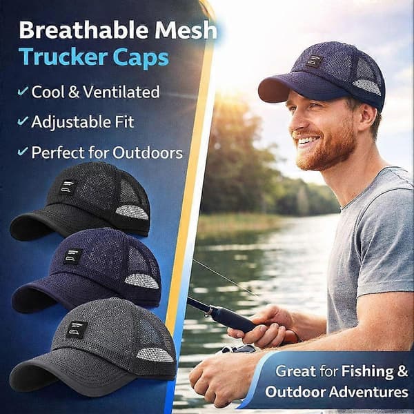 Mesh-caps for herrer med justerbar stropp - Pustende solhatt i fiber for sport Gray