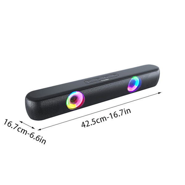 Trådløs Bluetooth-højttaler med lang subwoofer (gratis størrelse, sort)