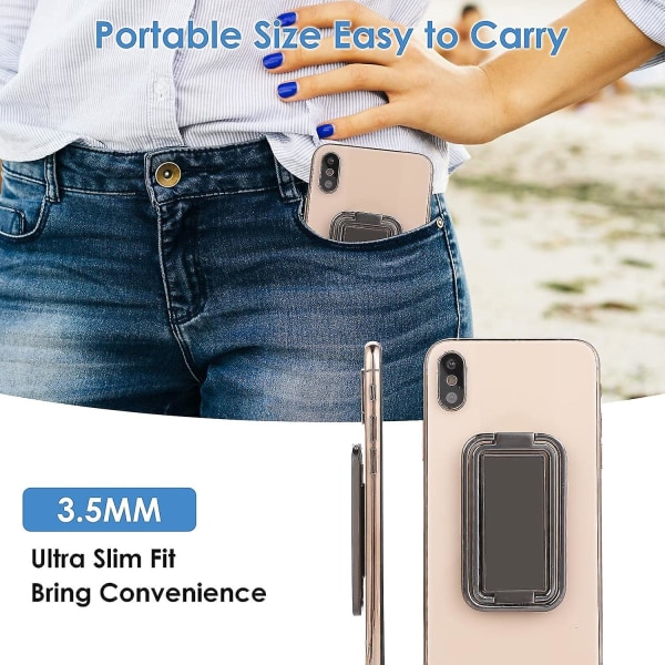 Mobiltelefon ringhållare fingerhållare, ultratunn metall hopfällbar 360-graders roterande justerbar mobiltelefon baksida grepphållare svart