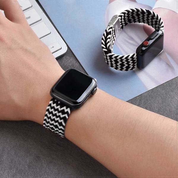 Justerbar Flätad Solo Loop med Spänne Kompatibel med Apple Watch Band 42mm 44mm 45mm Mjuk Armband Stretch Nylon Elastiskt Band för iWatch Serie
