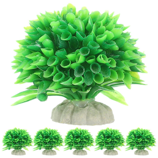 6 stk. kunstige akvarieplanter, høj simulering, falsk vandplante, akvarieindretning (7,00 x 7,00 x 6,50 cm, som vist)