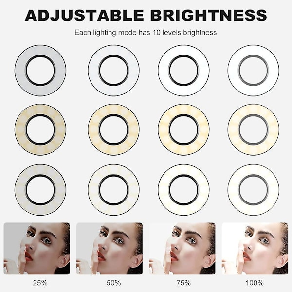 Concept 2-in-1 LED-selfie-rengasvalo pöytälamppu hansikaulainen iPhone-teline älypuhelimen pidike selfie-valo matkapuhelimen pidike kallistuva selfie-rengas