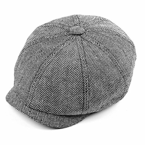 Herre Rutete Herringbone Cap Beret Flat Cap