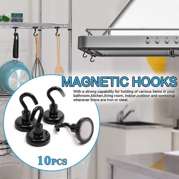 Magnetiska krokar, magnetkrokar, magneter med krokar, 8 st magnetiska krokar present