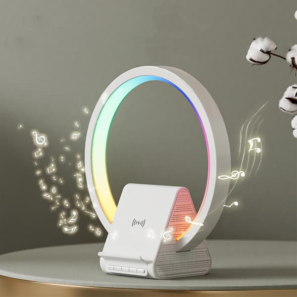 Trådløs Bluetooth-høyttaler, lys, trådløs lademusikkbordlampe, multifunksjonelt intelligent lydsystem