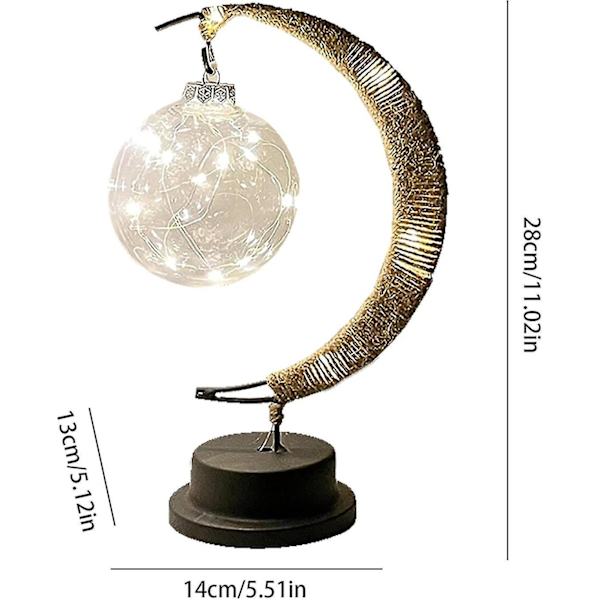 Fortryllende månelampe, LED-stjerne-månelys hengende månelampe minnesmerke nattlys galakselampe, metallramme håndlaget hamptau Sepak Takraw-lampe for Hom