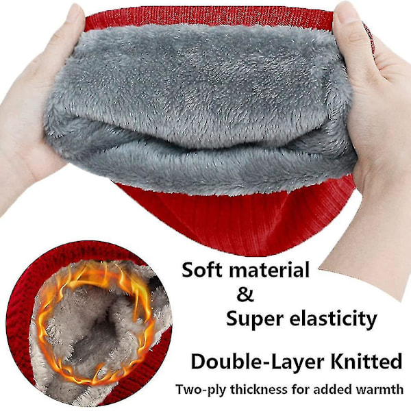 Fleece Halsvärmare Termiska Snoods Unisex Tjock Vinter Kallt Väder Stickad（Stil4）