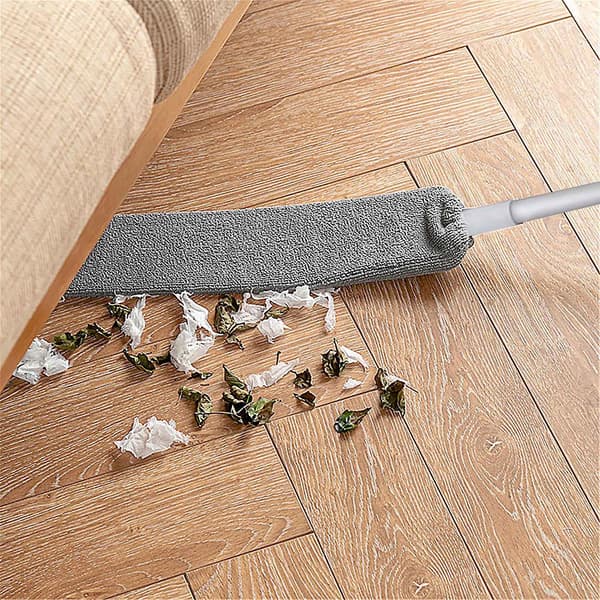 Fjernelse og vaskbar teleskopisk støvsamler mikrofiber rengøringsbørste（Grå）