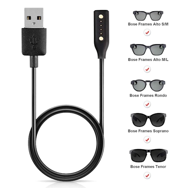60 cm fleksibelt USB-ladekabel Bluetooth-kompatibel brilleoplader til Bose