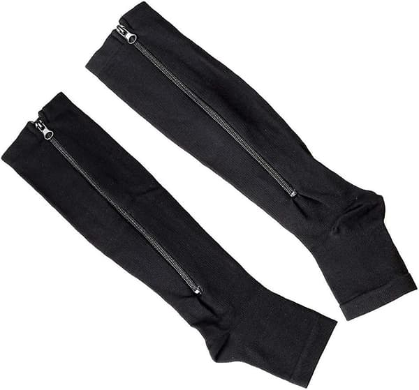 2 par kompressionsstrømper unisex læg kompressionsstrømper lynlås støtte gave