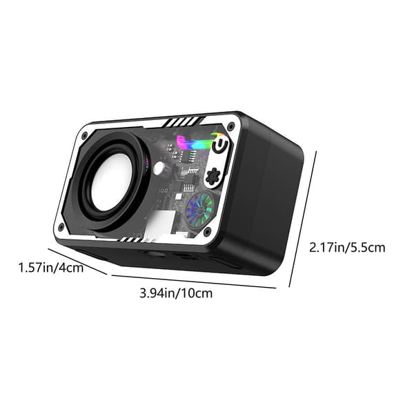 Kannettava Bluetooth-kaiutin Seyberpunk Double Speaker Läpinäkyvä Langaton Bluetooth-kaiutin Cool Glittering Bluetooth-kaiutin Tyylikäs(Musta)