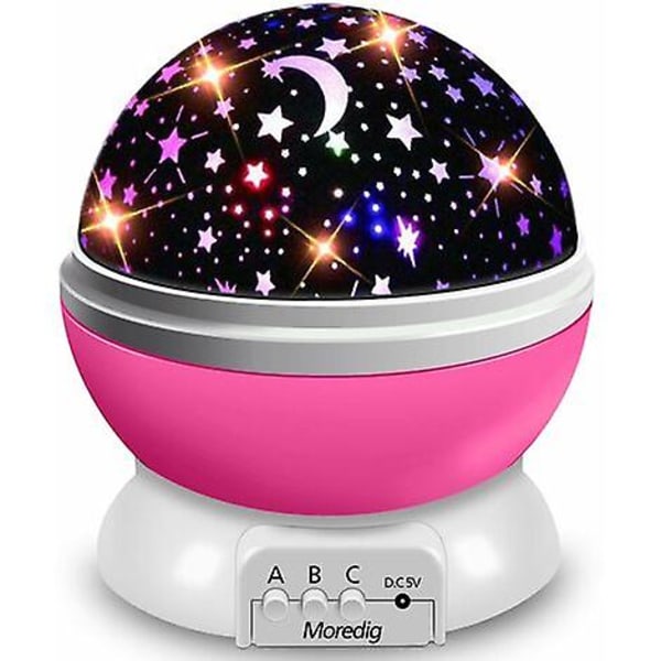 Nattlys Stjernehimmel Projektor Babylys 360 Roterbar Stjernelys LED Stjernehimmel Projektor med 8 Fargerike Projeksjonslys