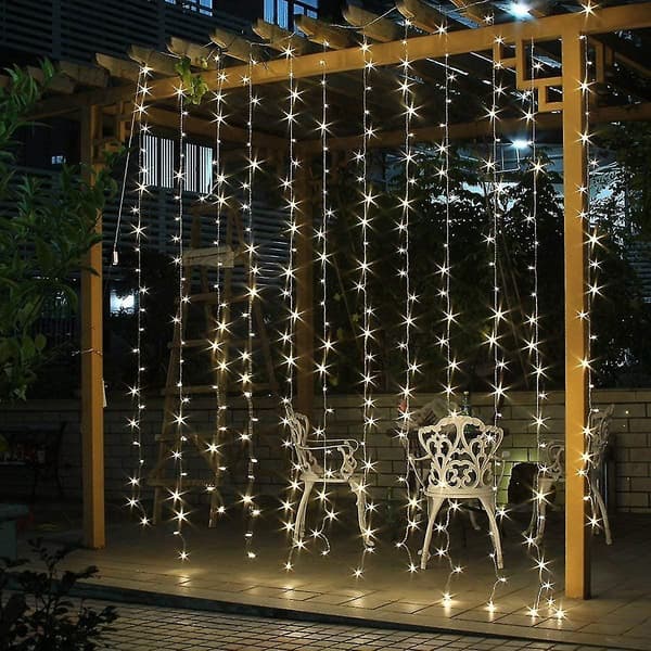 3 * 3m 300 LED's farverige julelys, 8 lyseffekter, gardinlys