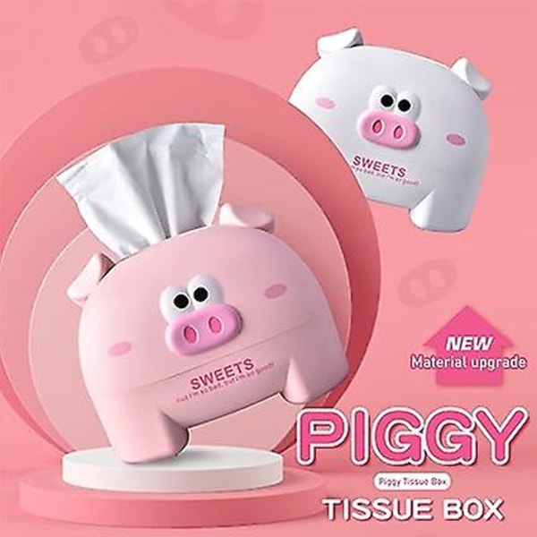 Piggy tissue box (rosa), vävnadsförvaringslåda, tissuehållarlåda, plastvävnadslåda, servetthållare, tissuehållare, söt tissuebox